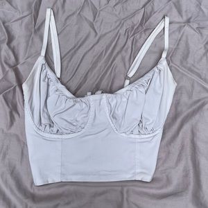 White Criss Cross tie in back crop top